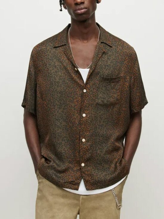 All Saints Other - ALLSAINTS Blindspot Relaxed Fit Camp Shirt in Leopard Size S